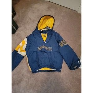 Vintage Michigan Wolverines Starter Pullover Jacket Quarter Zip Mens Size XL